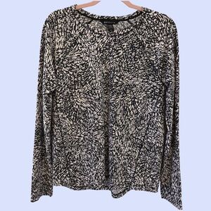 Athleta Ultimate Train Print Long Sleeve Top Black White Print M